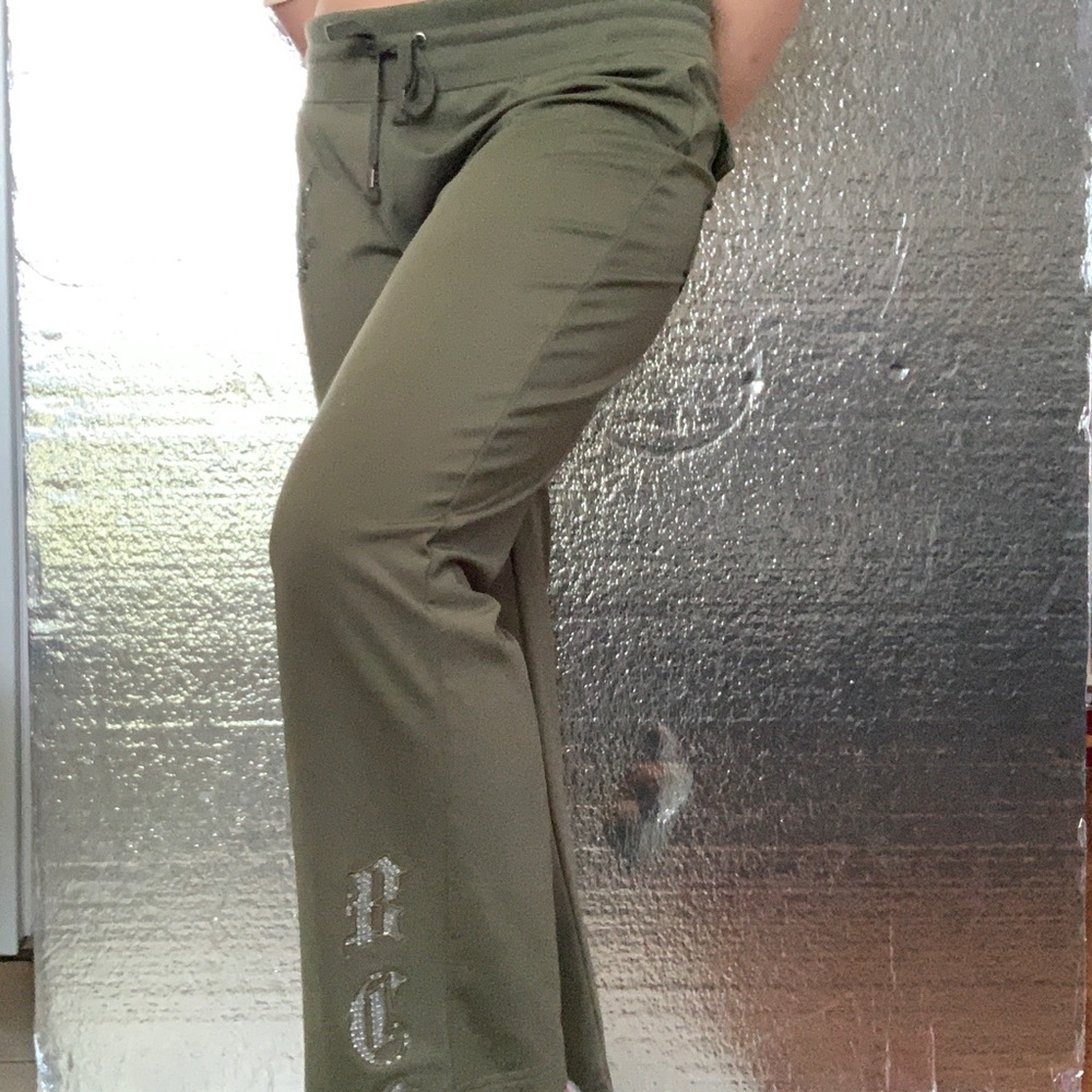 BCBG olive colored breezy track pants